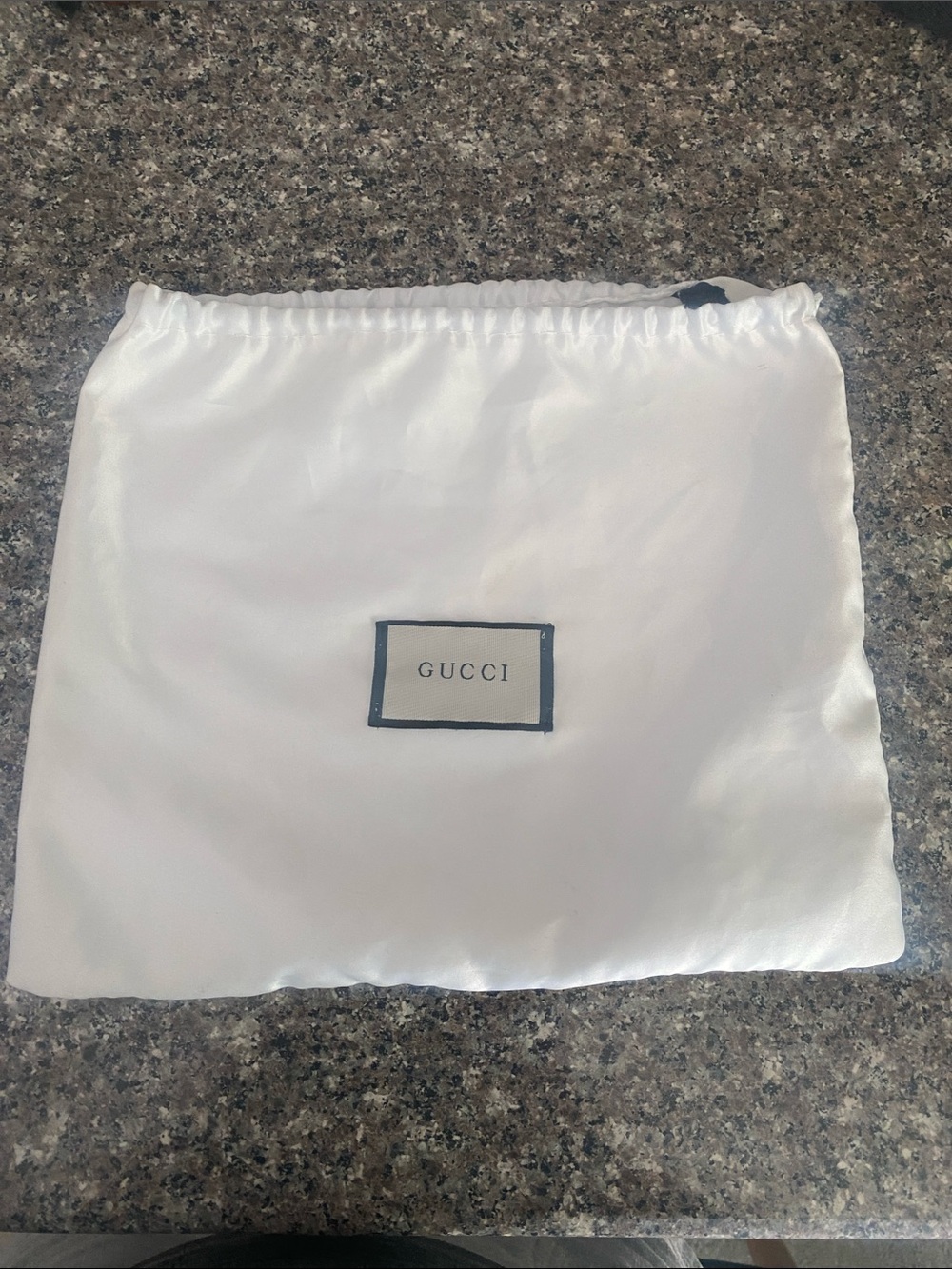 Authentic Gucci white polyester drawstring dust bag 12x10